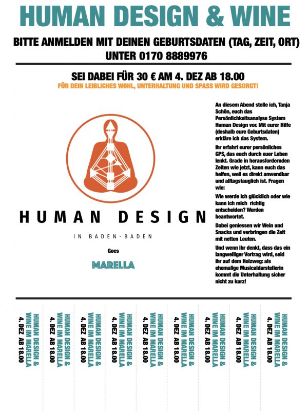 Human Design & Wine im Marella am 4.12. ab 18.00
